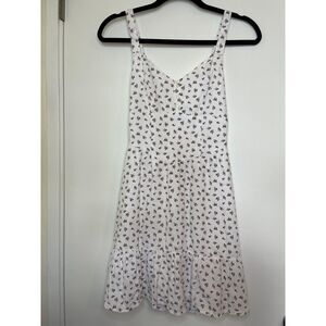 HOLLISTER White Floral Dress Size XS Petite Adjustable Dainty Midi Mid-Length